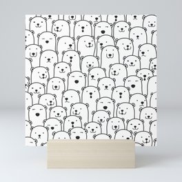 Funny Polar Bears Cartoon Pattern Mini Art Print