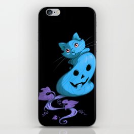 Mili Fay’s Halloween Pumpkin Cat Blue iPhone Skin