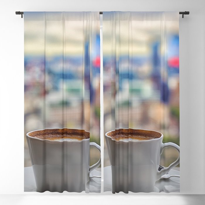 Great Britain Photography - Coffee By The Outstanding City View Blackout Curtain