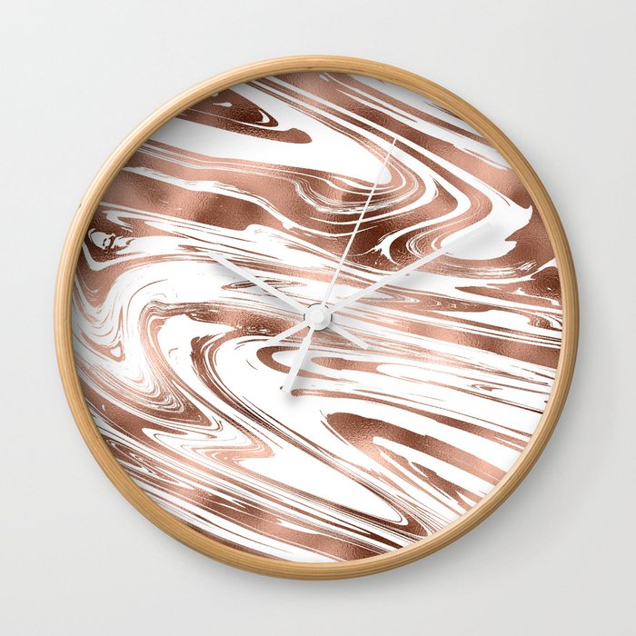 Elegant white rose gold modern trendy marble Wall Clock