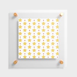 Christmas Pattern Yellow Golden Star Floating Acrylic Print