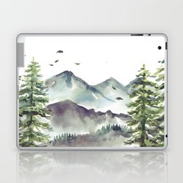 Mountain And Pine Trees Watercolor Laptop Skin