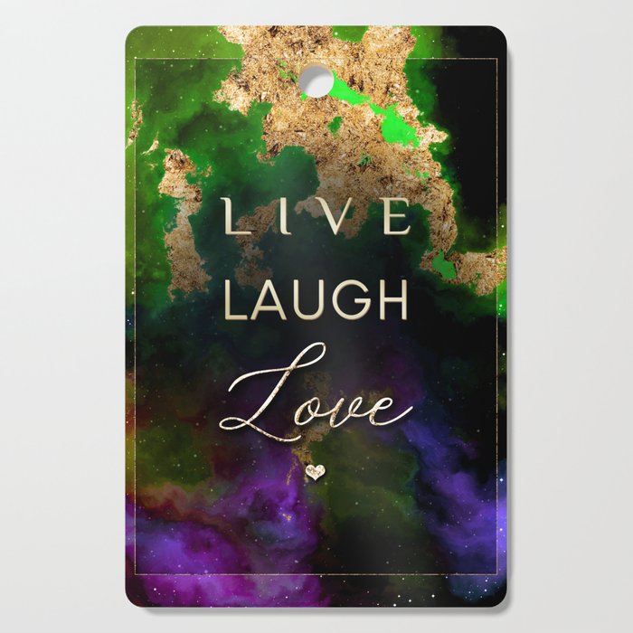 Live Laugh Love Rainbow Gold Quote Motivational Art Cutting Board