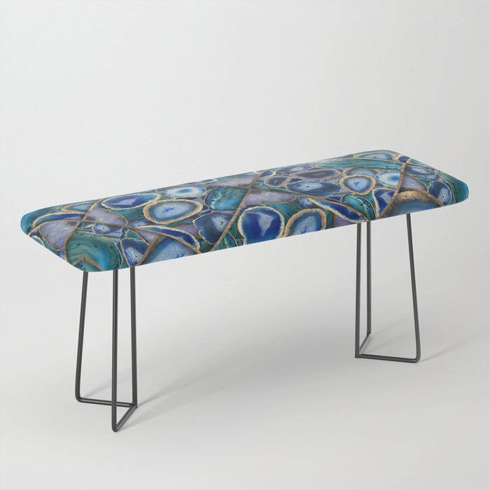 Blue and Purple Geodes Geometric Pattern Bench