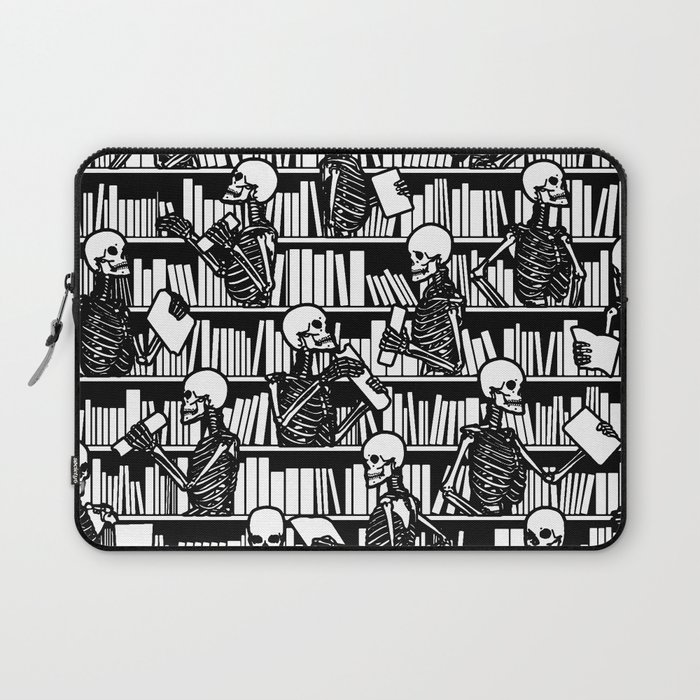 Bookish Public Library Skeleton Goth Librarian Books Pattern Laptop Sleeve