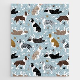 Border Collie Dog Pattern Paws Bones and Dogs Jigsaw Puzzle