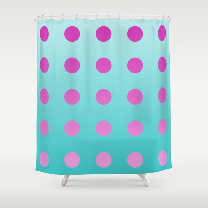 pink and aqua dots gradation 2 Shower Curtain