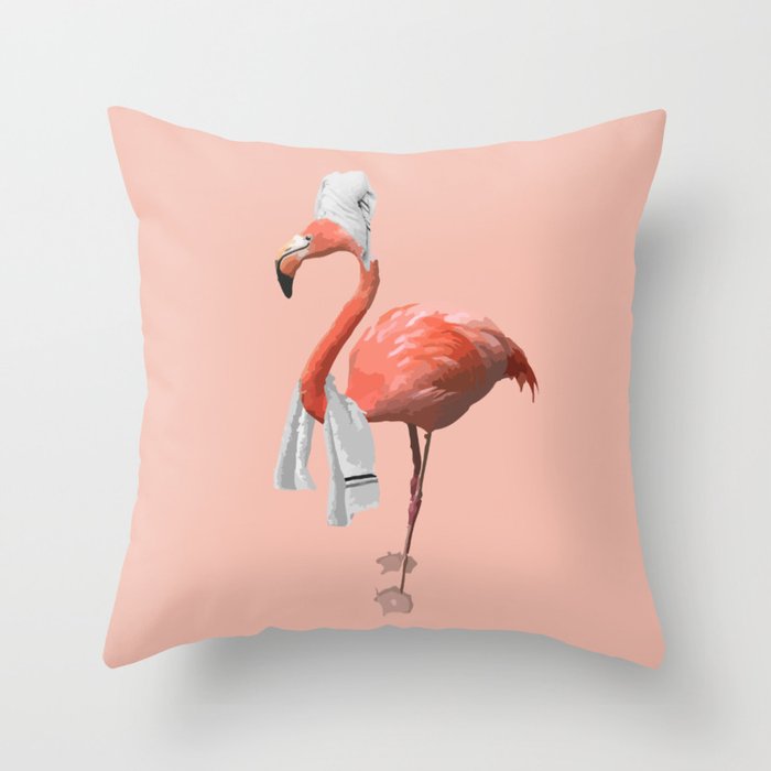 Squeaky Clean Flamingo Throw Pillow