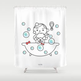 The little girl take a bath. Shower Curtain