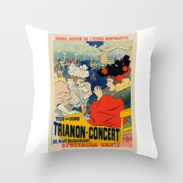 Trianon Concert Montmatre Vintage Advertising Illustration Throw Pillow