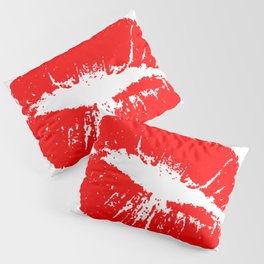 Red Sexy Lips Kiss Print Clipart Illustration Pillow Sham