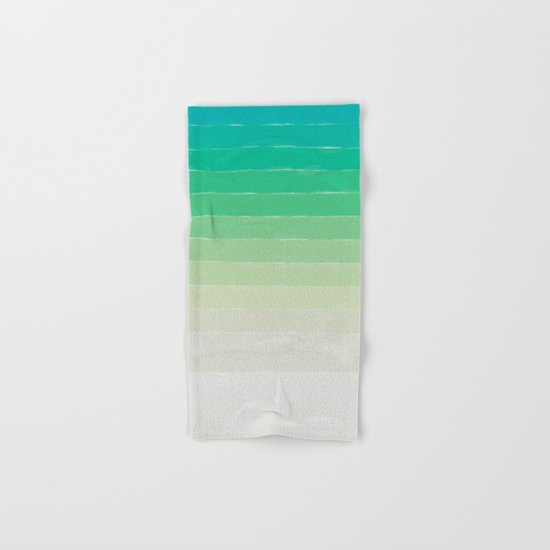 Shades of Ocean Water - Abstract Geometric Line Gradient Pattern between See Green and White Hand & Bath Towel