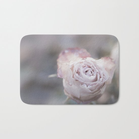 Frozen Pink Rose in Winter - Roses and Flowers Bath Mat