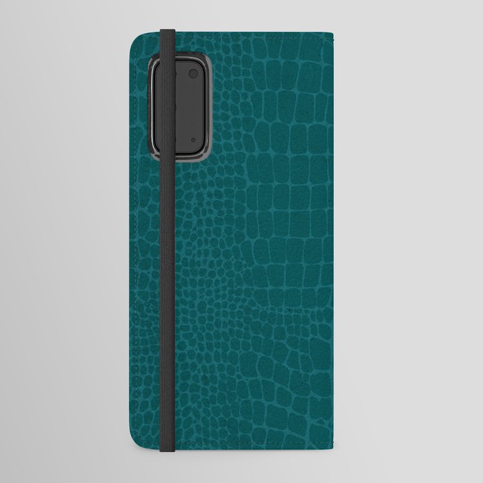 Blue Teal Crocodile Faux Leather Animal Print Android Wallet Case