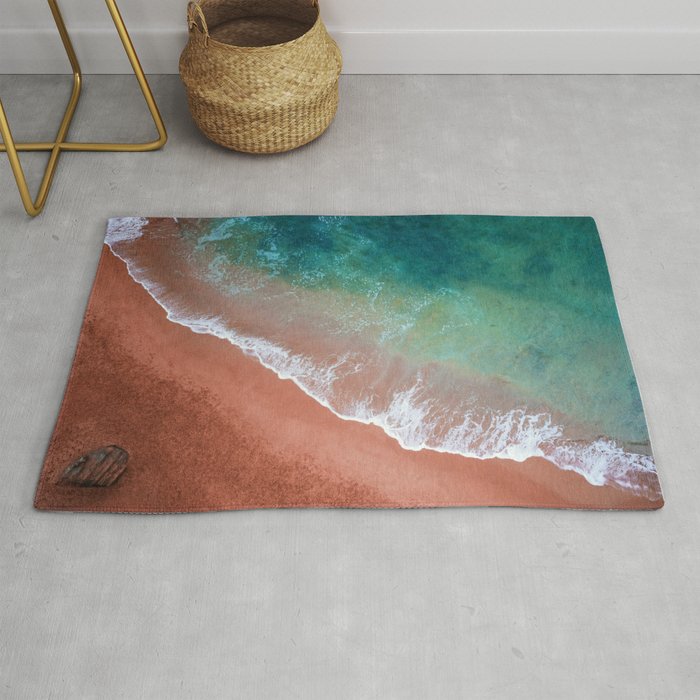 Aerial: Bright and colourful beach Rug