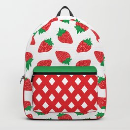 Cream Strawberries Pattern Backpack | Berry, Vege, Fruitarianism, Fruit, Strawberries, Pattern, Fresh, Red, Fruits, Fields 