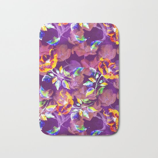 Watercolor Floral Pattern Bath Mat