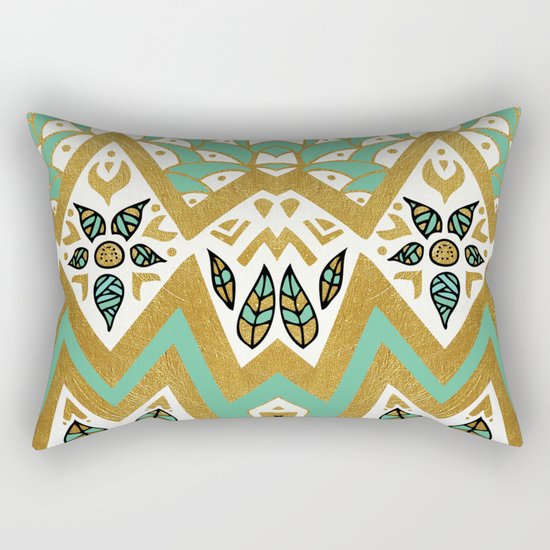 Golden Nature Mandala Rectangular Pillow
