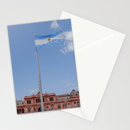 Argentina Photography - The Argentine Flag By The Government Building Stationery Card