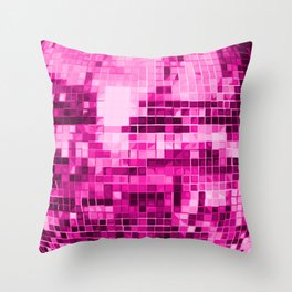 Pink Mirrored Disco Ball Pattern Throw Pillow