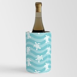 Sea Turtle wave pattern. Marine animal Digital Illustration Background Wine Chiller