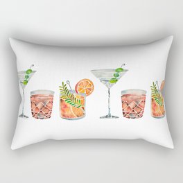 Classic Cocktails  – 1960s Watercolor Lineup Rectangular Pillow