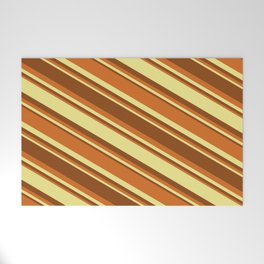 [ Thumbnail: Brown, Chocolate & Tan Colored Stripes/Lines Pattern Welcome Mat ]