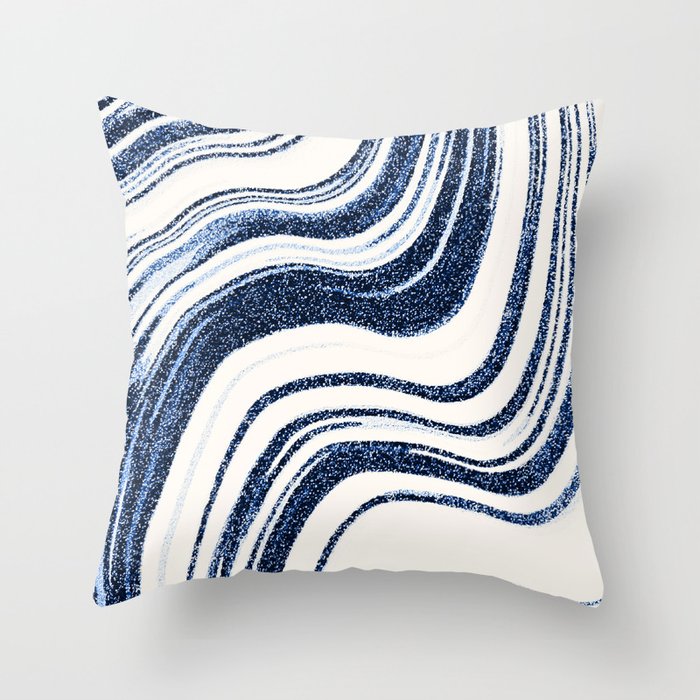 Textured Marble - Indigo Blue Throw Pillow by SilverPegasus