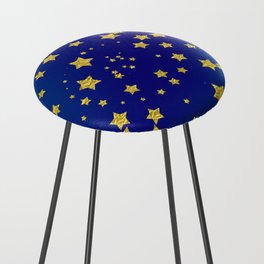Luxury Glitter Gold Stars on a Royal Blue Background Counter Stool