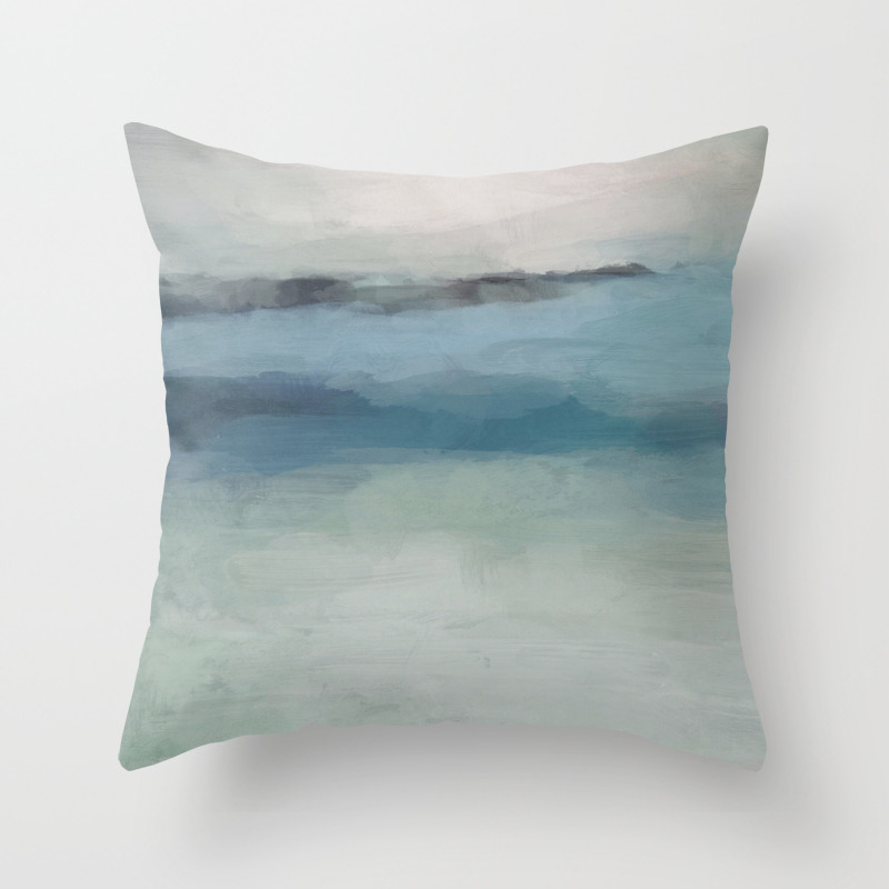 Abstract Painting Light Blue Teal Sage Green Prints Modern Wall