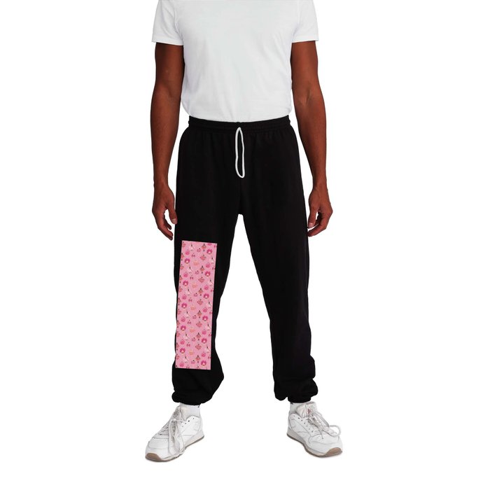 Dance of the Peony flowers - pink background Sweatpants