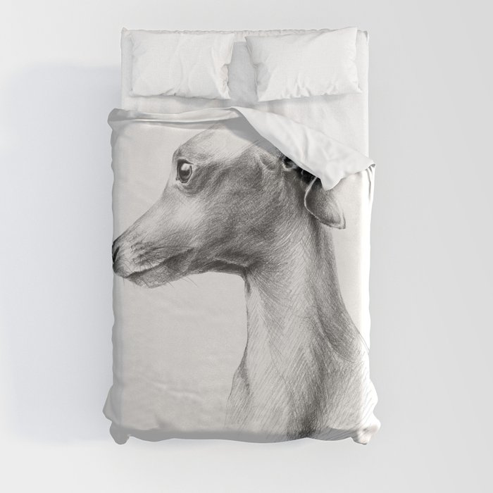 Delicate Italian Greyhound portrait Duvet Cover