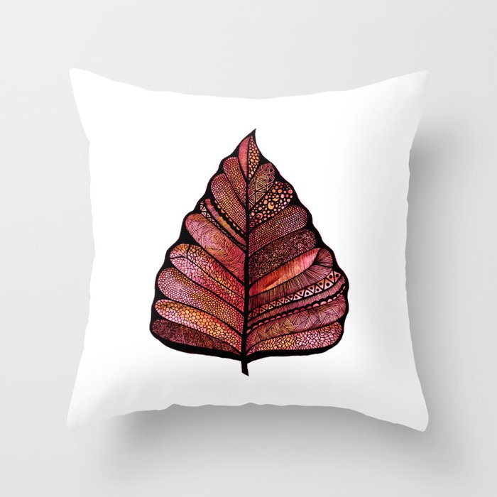 Modern leaf art | green leaves wall decal | botanical leaf decor | botanical leaves | leaf & plant Throw Pillow