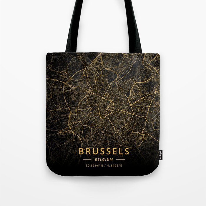 Brussels, Belgium - Gold Tote Bag