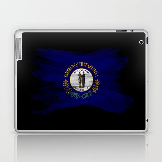 Kentucky state flag brush stroke, Kentucky flag background Laptop & iPad Skin