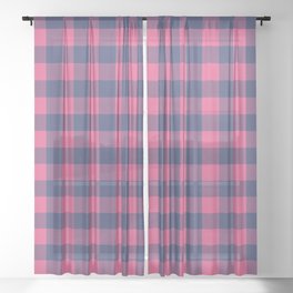 Pink & Blue Buffalo Plaid  Sheer Curtain