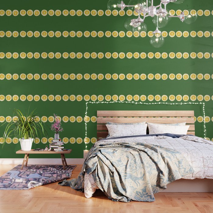 Citron - Lemon on Green Art Design Pattern  Wallpaper