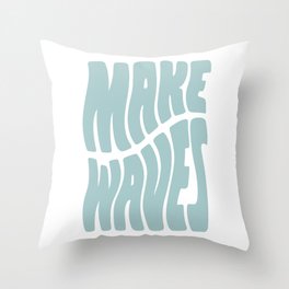 Make Waves Seafoam Blue Throw Pillow