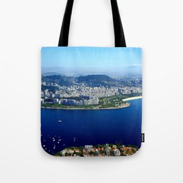 Brazil Photography - Beautiful Blue Water Separating The City Tote Bag