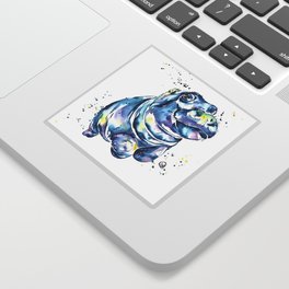 Hippo Colorful Watercolor Hippo Painting - Grace Sticker
