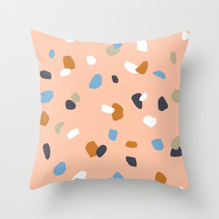 Terrazzo flooring pattern with colorful marble rocks Throw Pillow