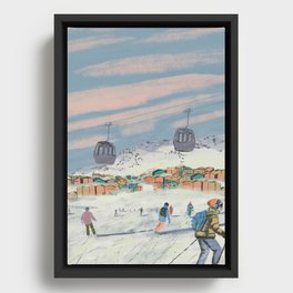 Winter Ski Trip.  Framed Canvas