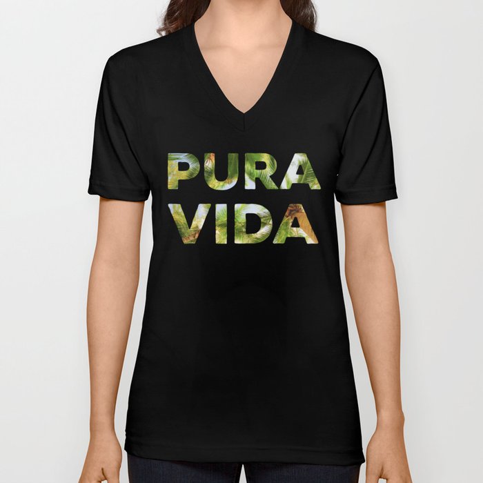 Pura Vida Costa Rica Palm Trees V Neck T Shirt