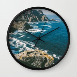 Spain Photography - Blue Ocean Waves By The Coast Wall Clock