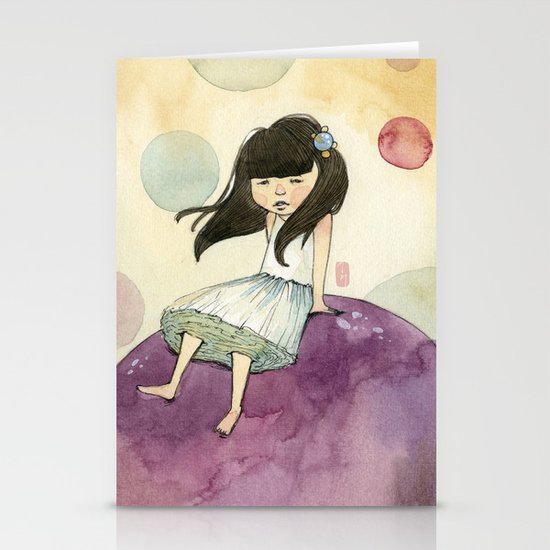 a bubble girl Stationery Cards