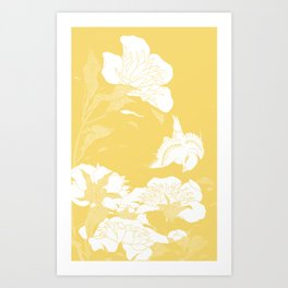 japanese flowers. Yellow Art Print