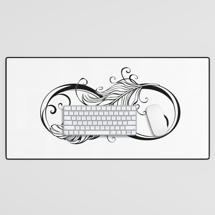 Infinity Symbol with Feather Desk Mat