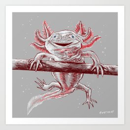Axolotls Salamander Art Print