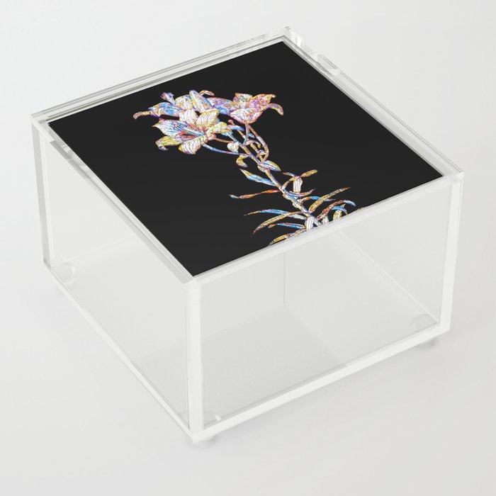 Floral Fire Lily Mosaic on Black Acrylic Box