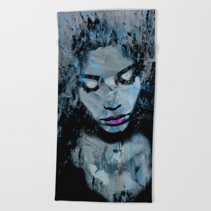 Melancholy in Black and Blue Beach Towel